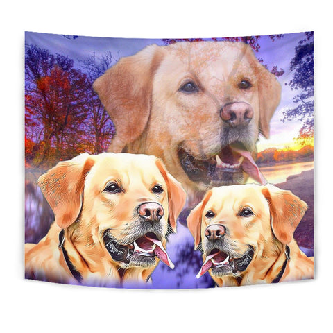 Labrador Retriever On Voilet Print Tapestry