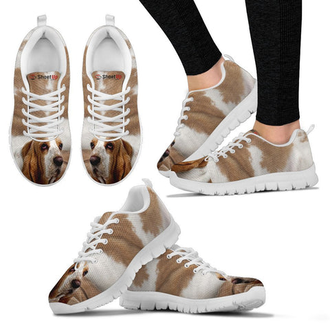 Basset Hound Brown White Print Running Shoes For Women