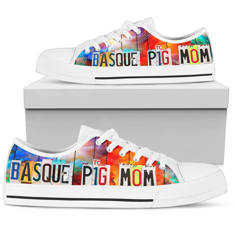 Basque Pig Mom Print Low Top Canvas Shoes for Women