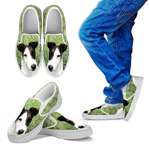 Smooth Fox Terrier Dog Print Slip Ons For KidsExpress Shipping