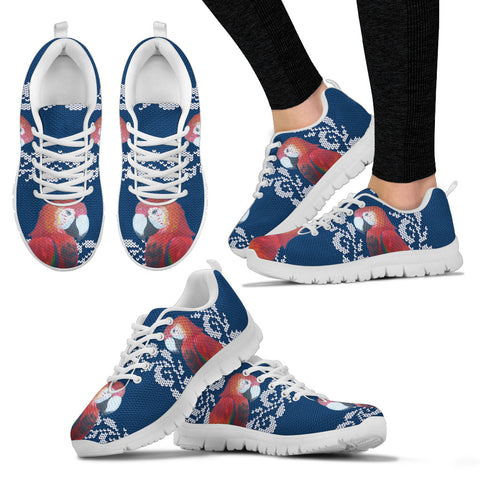 Scarlet Macaw Parrot Print Christmas Running Shoes For Women