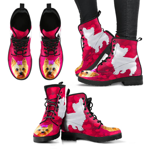 Valentine's Day SpecialYorkie On Red Print Boots For Women