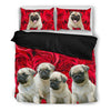 Valentine's Day Special Pug Dog On Red Print Bedding Set