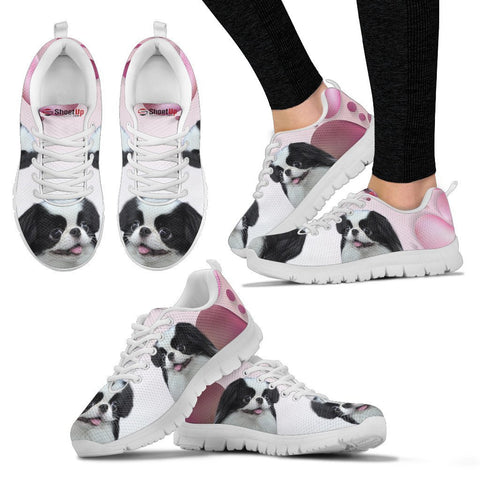 Japanese Chin Pink White Print Running Shoes For Women