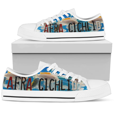 Afra Cichlid Fish Print Low Top Canvas Shoes For Women