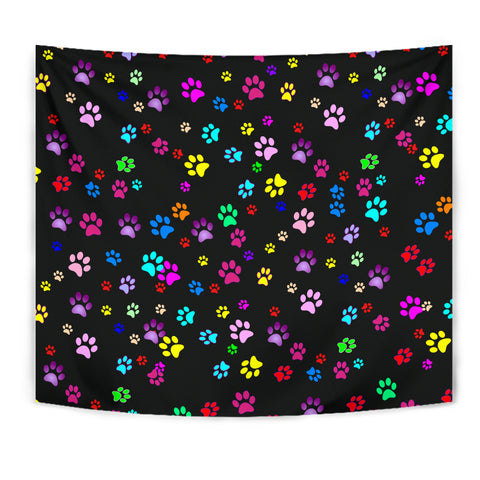 Colorful Paws Print Tapestry