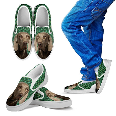 Weimaraner Dog Print Slip Ons For KidsExpress Shipping