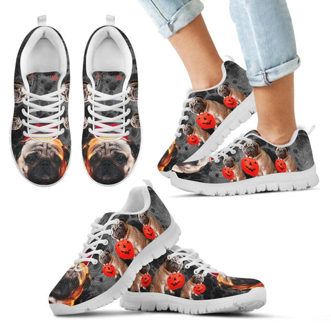 Pug With Happy Halloween Print Running Shoes For Kids