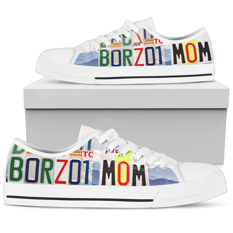 Cute Borzoi Mom Low Top Canvas Shoes For Women