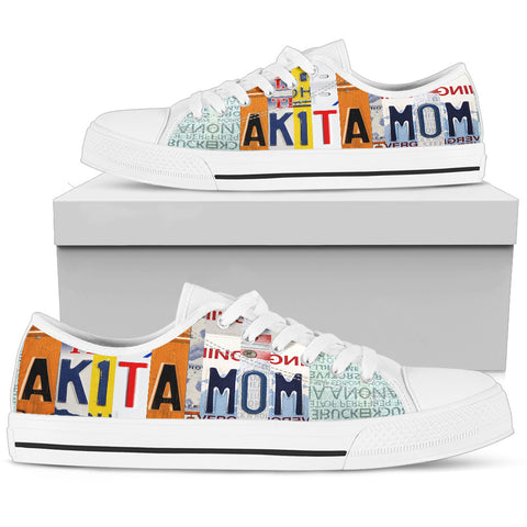 Lovely Akita Mom Print Low Top Canvas Shoes For Women