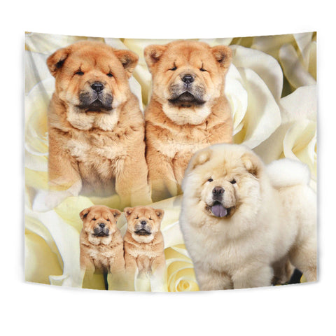 Chow Chow On Yellow Print Tapestry