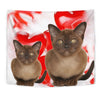 Burmese Cat On Red Print Tapestry