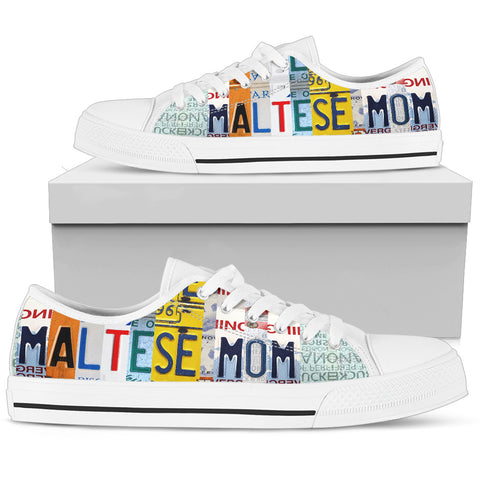 Amazing Maltese Mom Print Low Top Canvas Shoes For Women