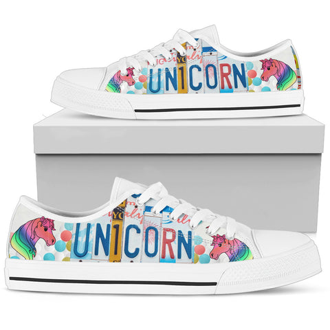 Unicorn Print Low Top Canvas Shoes for Women