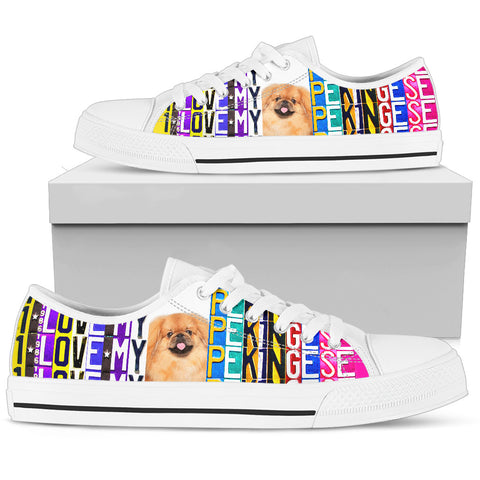 Women's Low Top Canvas Shoes For Pekingese Lovers