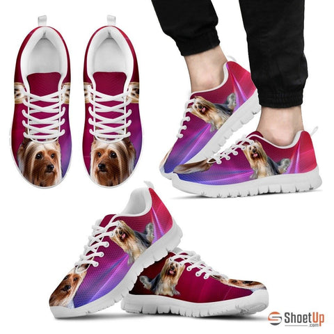 Cute Silky Terrier Print Sneakers For Men(WhiteBlack)