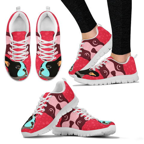 Valentine's Day SpecialBoston Terrier Art On Red Print Running Shoes For Women