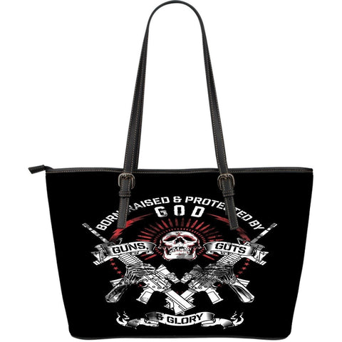 Guns, Guts & Glory Large Leather Tote Bag