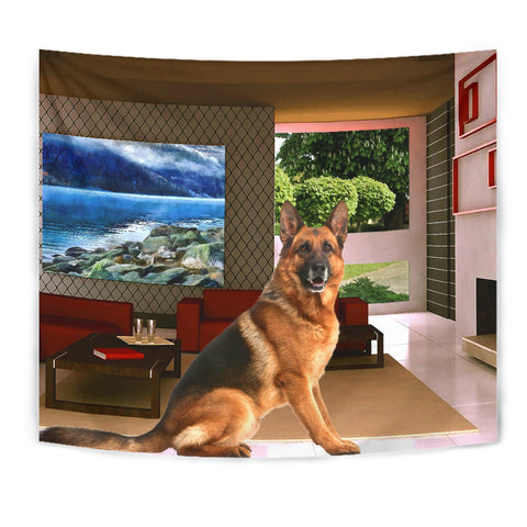 German Shepherd Dog In House Print Tapestry