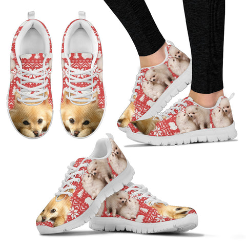 Pomeranian Dog Christmas Shoes For Women