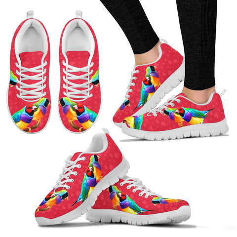 Valentine's Day SpecialGouldian Finch Bird On Red Print Running Shoes For Women