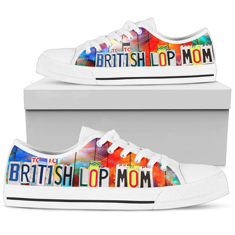 British Lop Mom Print Low Top Canvas Shoes for Women