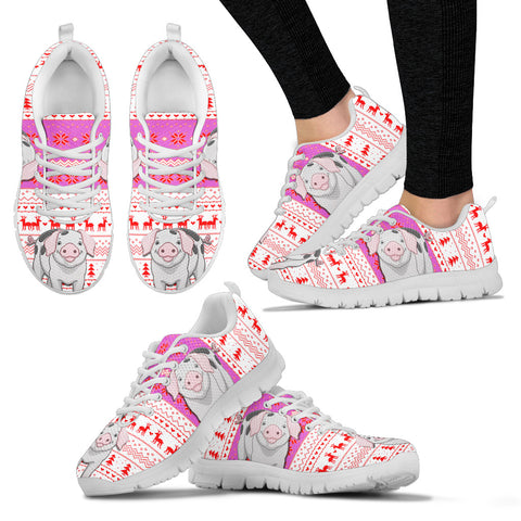 Gloucestershire Old Spots Pig Print Christmas Running Shoes For Women