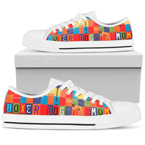 Boxer Dog Mom Print Low Top Canvas Shoes for Women