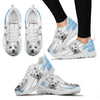 West Highland White Terrier (Westie) Blue White Print Sneakers For Women