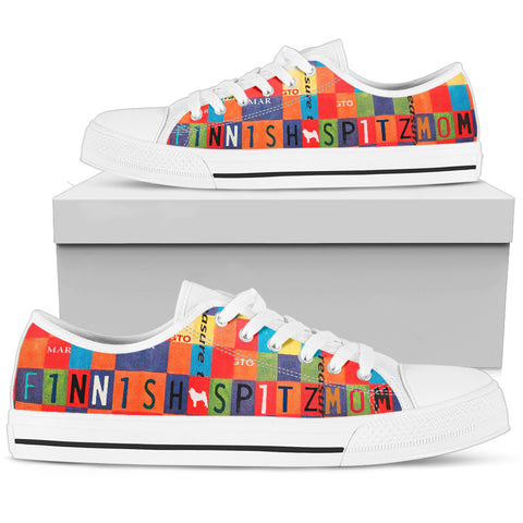 Finnish Spitz Mom Print Low Top Canvas Shoes For Women