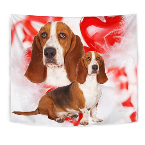 Basset Hound On Red Print Tapestry