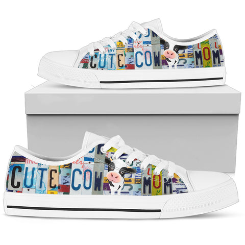 Cute Cow Mom Print Low Top Canvas Shoes for Women
