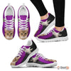 Somali Cat Print Sneakers With Purple Background For Women