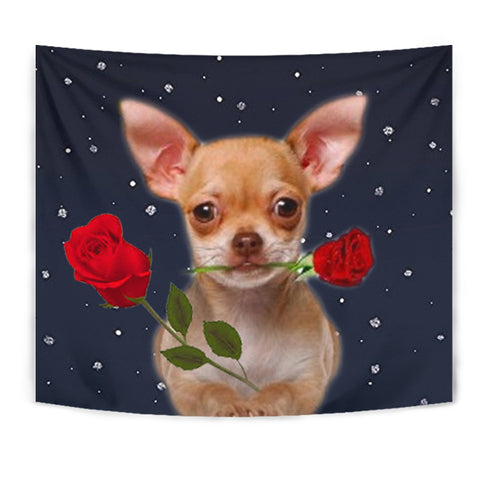 Chihuahua With Rose Print Tapestry