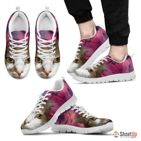 Cat Print Pink Running Shoe Men