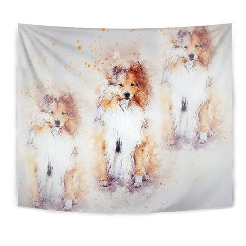 Shetland Sheepdog Watercolor Art Print Tapestry