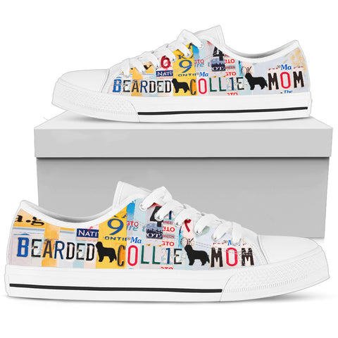 Bearded Collie Mom Print Low Top Canvas Shoes for Women