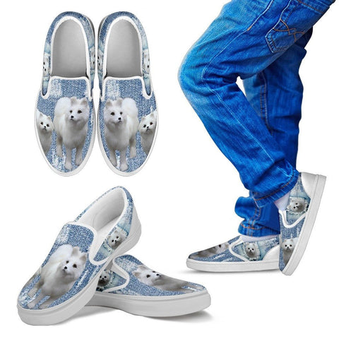 Cute Samoyed Dog Print Slip Ons For KidsExpress Shipping