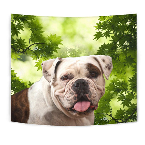 American Bulldog On Green Print Tapestry