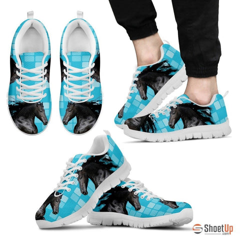 Andalusian Horse Print (Black/White) Running Shoes For Men Limited Edition