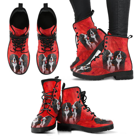Valentine's Day SpecialBernese Mountain Dog Red Print Boots For Women