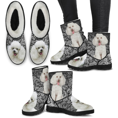 Poodle Print Faux Fur Boots For Women