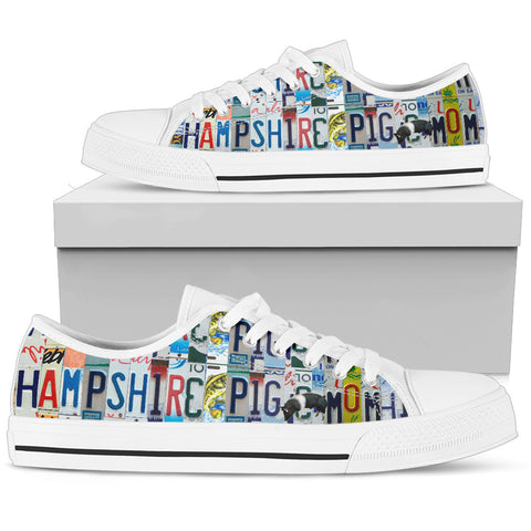 Hampshire Pig Mom Print Low Top Canvas Shoes for Women