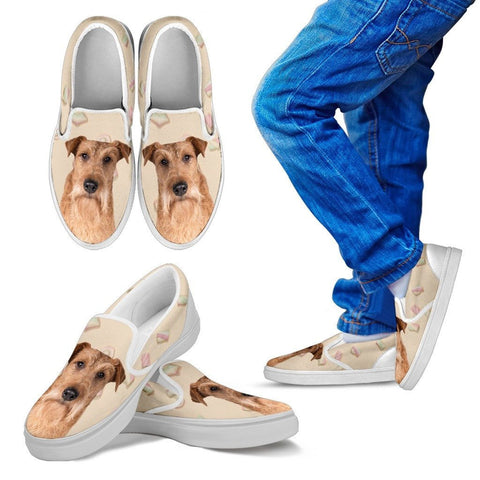 Irish Terrier Dog Print Slip Ons For KidsExpress Shipping