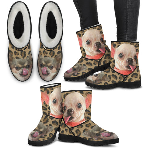 Chihuahua Print Faux Fur Boots For Women