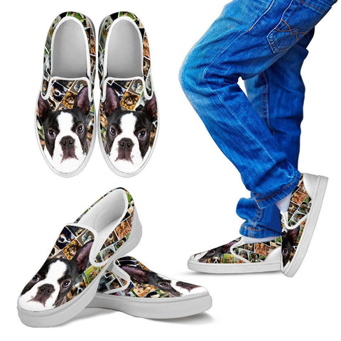 Amazing Boston Terrier Print Slip Ons For KidsExpress Shipping