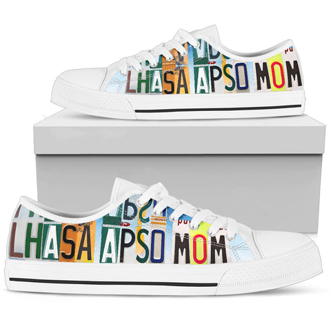 Cute Lhasa Apso Mom Print Low Top Canvas Shoes For Women