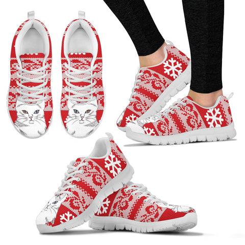 Turkish Angora Cat Print Christmas Running Shoes For Women