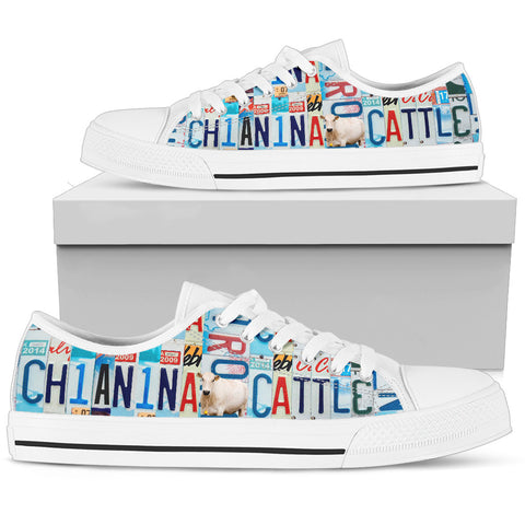 Chianina Cattle Print Low Top Canvas Shoes For Women
