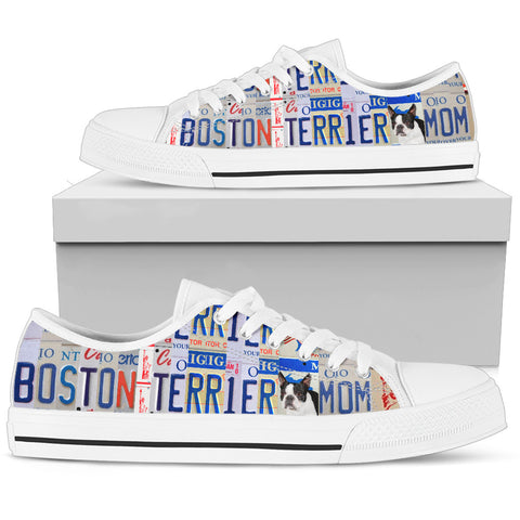 Boston Terrier Print Low Top Canvas Shoes for Women